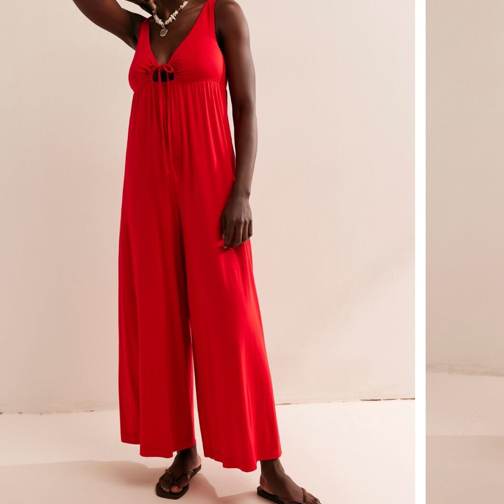 Free People FP beach kirsten red romper